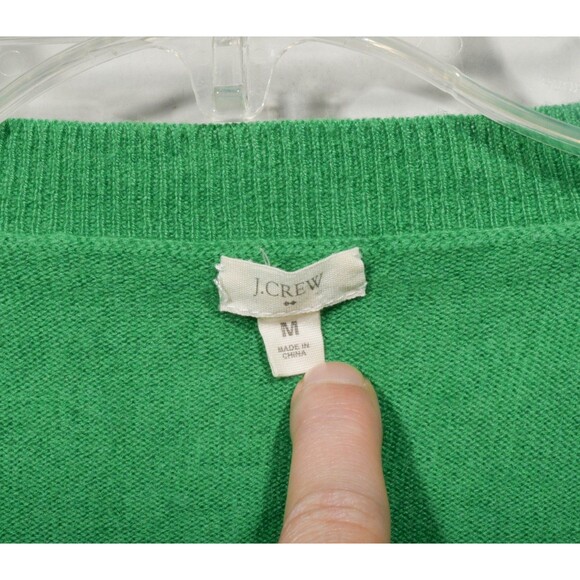 Vintage Y2K J. Crew Wool Green Diamond Argyle V Neck Pullover Sweater Sz M - Picture 2 of 3